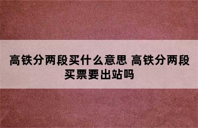 高铁分两段买什么意思 高铁分两段买票要出站吗